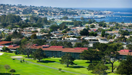 Aerial view, Hyatt Regency Monterey with golf course